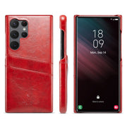 For Samsung Galaxy S24 Ultra 5G Fierre Shann Oil Wax Texture Leather Phone Case with Card Slots(Red)