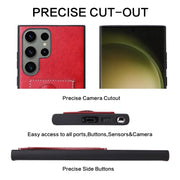 For Samsung Galaxy S24 Ultra 5G Fierre Shann Full Coverage Protective Leather Phone Case(Red)