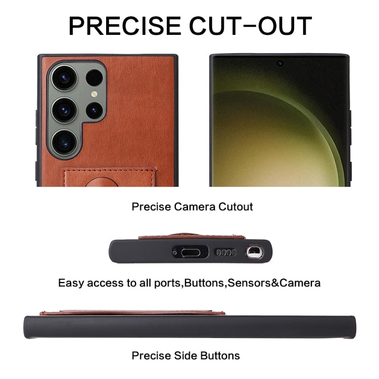 For Samsung Galaxy S24 Ultra 5G Fierre Shann Full Coverage Protective Leather Phone Case(Brown)