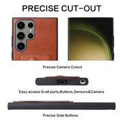 For Samsung Galaxy S24 Ultra 5G Fierre Shann Full Coverage Protective Leather Phone Case(Brown)