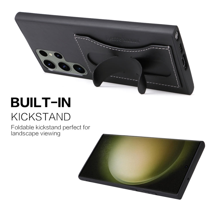 For Samsung Galaxy S24 Ultra 5G Fierre Shann Full Coverage Protective Leather Phone Case(Black)