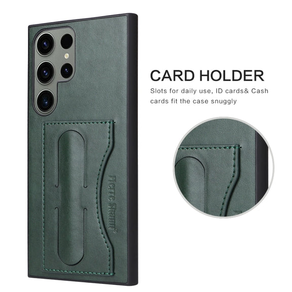 For Samsung Galaxy S24+ 5G Fierre Shann Full Coverage Protective Leather Phone Case(Green)
