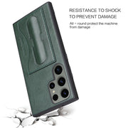 For Samsung Galaxy S24+ 5G Fierre Shann Full Coverage Protective Leather Phone Case(Green)