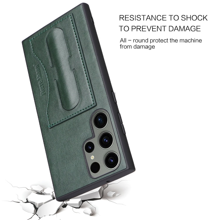 For Samsung Galaxy S24+ 5G Fierre Shann Full Coverage Protective Leather Phone Case(Green)