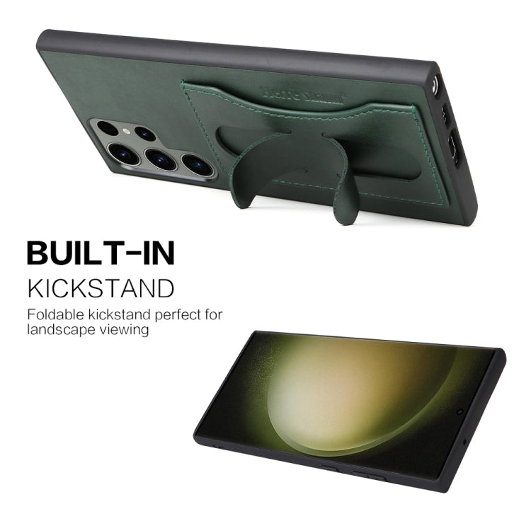 For Samsung Galaxy S24+ 5G Fierre Shann Full Coverage Protective Leather Phone Case(Green)