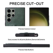 For Samsung Galaxy S24+ 5G Fierre Shann Full Coverage Protective Leather Phone Case(Green)