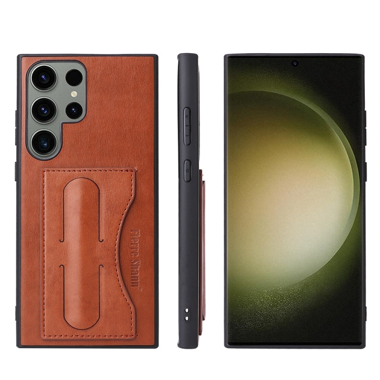 For Samsung Galaxy S24+ 5G Fierre Shann Full Coverage Protective Leather Phone Case(Brown)