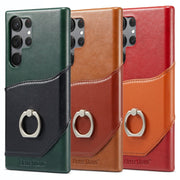 For Samsung Galaxy S24 Ultra 5G Fierre Shann Oil Wax Texture Genuine Leather Back Phone Case(Red)