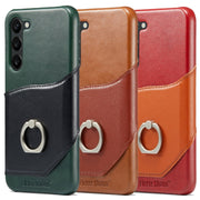 For Samsung Galaxy S24 5G Fierre Shann Oil Wax Texture Genuine Leather Back Phone Case(Brown)