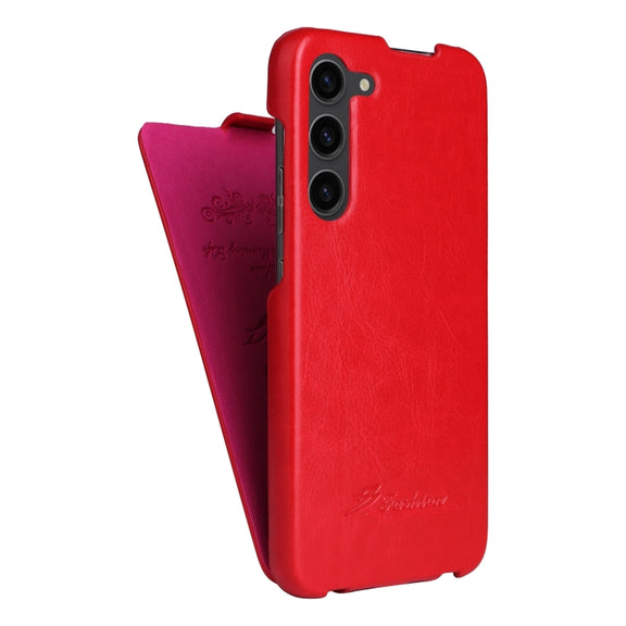For Samsung Galaxy S24+ 5G Fierre Shann 64 Texture Vertical Flip PU Leather Phone Case(Red)