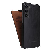 For Samsung Galaxy S24+ 5G Fierre Shann 64 Texture Vertical Flip PU Leather Phone Case(Black)