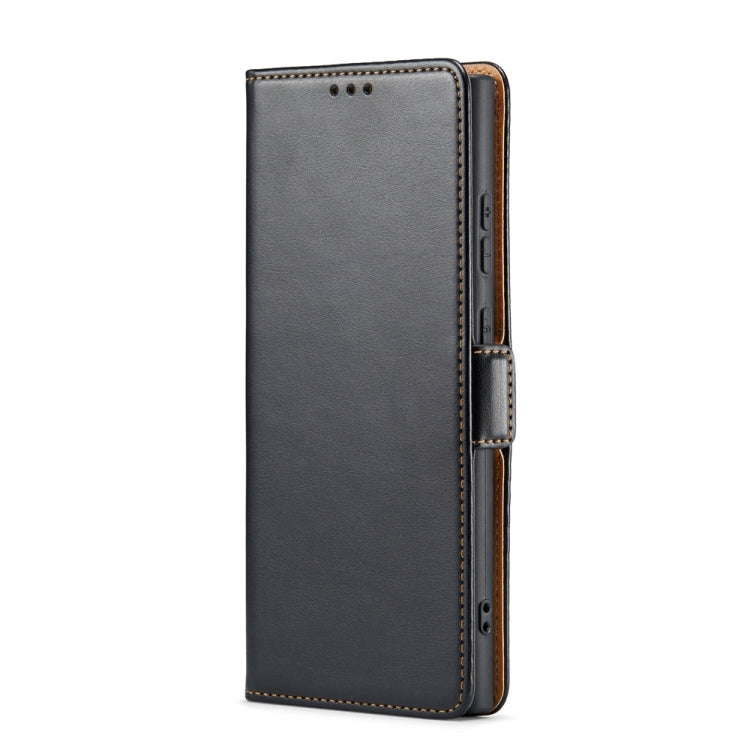 For Samsung Galaxy S24 Ultra 5G Fierre Shann PU Genuine Leather Texture Phone Case(Black)