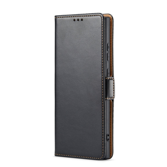 For Samsung Galaxy S24 Ultra 5G Fierre Shann PU Genuine Leather Texture Phone Case(Black)