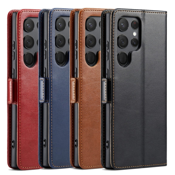 For Samsung Galaxy S24 Ultra 5G Fierre Shann PU Genuine Leather Texture Phone Case(Black)