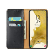 For Samsung Galaxy S24 5G Fierre Shann PU Genuine Leather Texture Phone Case(Black)