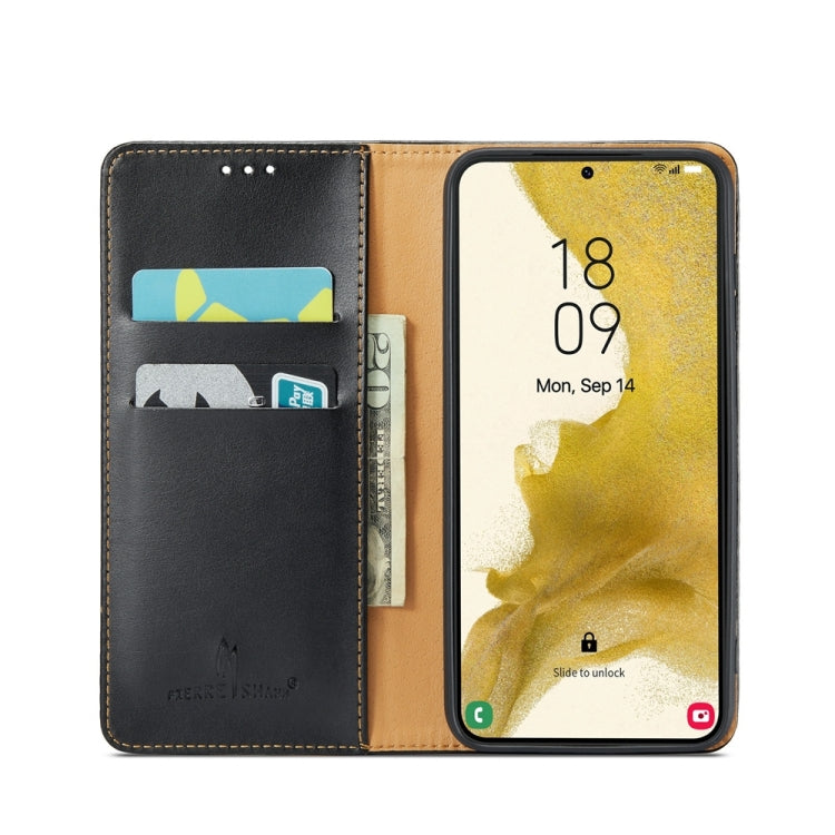 For Samsung Galaxy S24 5G Fierre Shann PU Genuine Leather Texture Phone Case(Black)