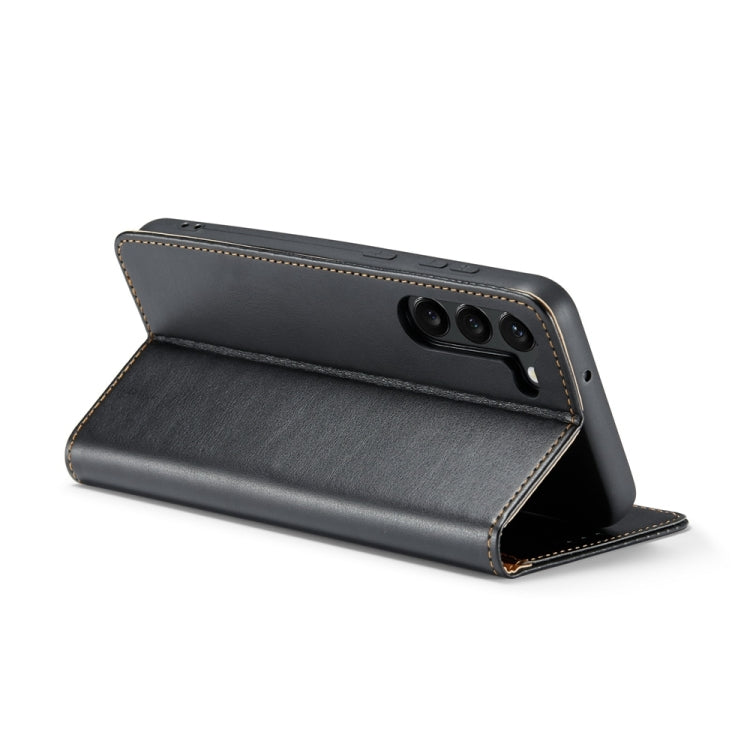 For Samsung Galaxy S24 5G Fierre Shann PU Genuine Leather Texture Phone Case(Black)