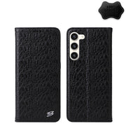 For Samsung Galaxy S24+ 5G Fierre Shann Crocodile Texture Magnetic Genuine Leather Phone Case(Black)