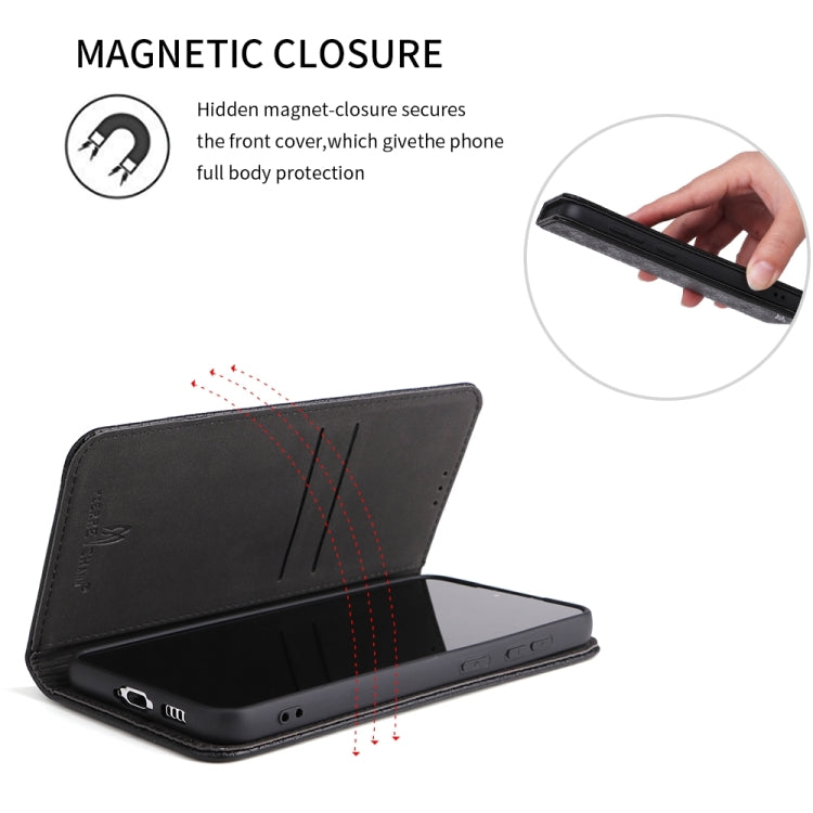 For Samsung Galaxy S24 5G Fierre Shann Crocodile Texture Magnetic Genuine Leather Phone Case(Black)
