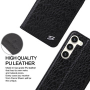 For Samsung Galaxy S24 5G Fierre Shann Crocodile Texture Magnetic Genuine Leather Phone Case(Black)