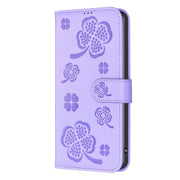 For Honor X7b Four-leaf Embossed Leather Phone Case(Purple)