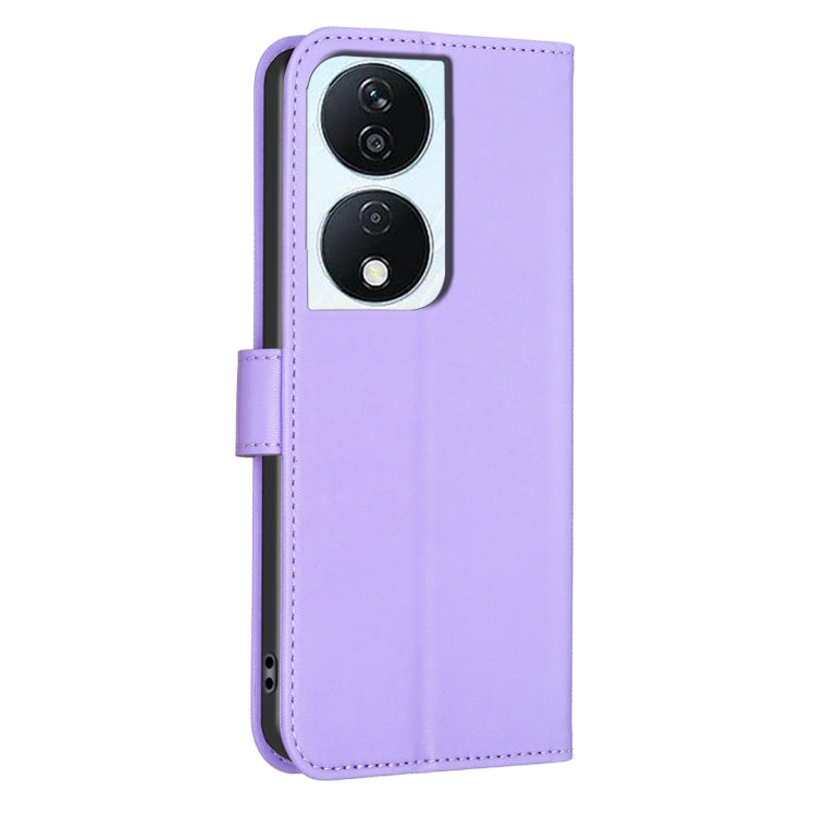 For Honor X7b Four-leaf Embossed Leather Phone Case(Purple)