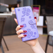 For Honor X7b Four-leaf Embossed Leather Phone Case(Purple)