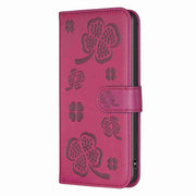 For Realme C53 Four-leaf Embossed Leather Phone Case(Rose Red)