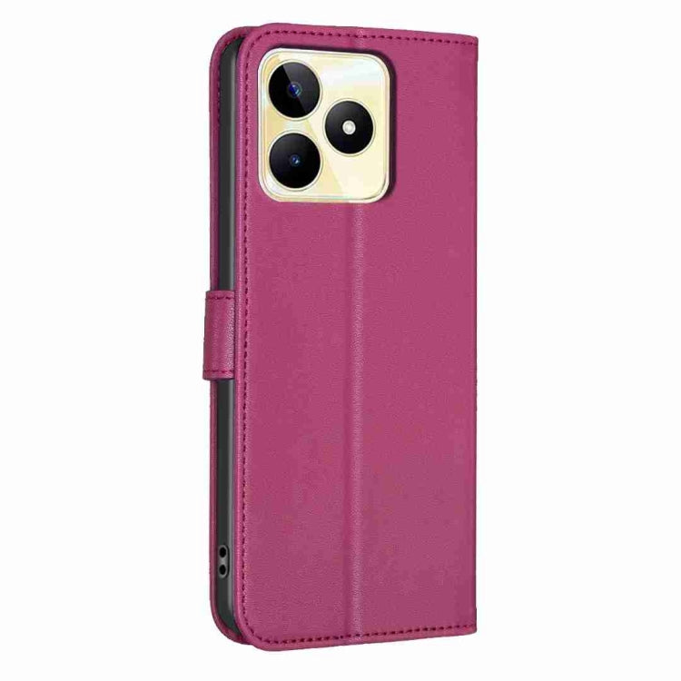 For Realme C53 Four-leaf Embossed Leather Phone Case(Rose Red)