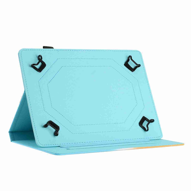 For 10 inch Universal Marble Pattern Stitching Leather Tablet Case(Rose Blue)