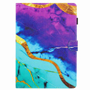 For 10 inch Universal Marble Pattern Stitching Leather Tablet Case(Purple Blue)