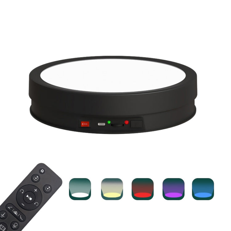 22cm Colorful LED Light Electric Rotating Display Stand Turntable, Style:Power Plug-in(Black)