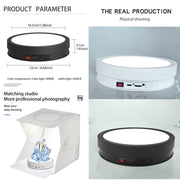 22cm Colorful LED Light Electric Rotating Display Stand Turntable, Style:Battery Charging(White)