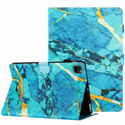 For iPad 11 Pro 2024 / 2020 / Air 4 10.9 Marble Pattern Stitching Smart Leather Tablet Case(Gold Blue)