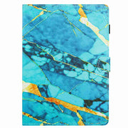 For iPad 11 Pro 2024 / 2020 / Air 4 10.9 Marble Pattern Stitching Smart Leather Tablet Case(Gold Blue)