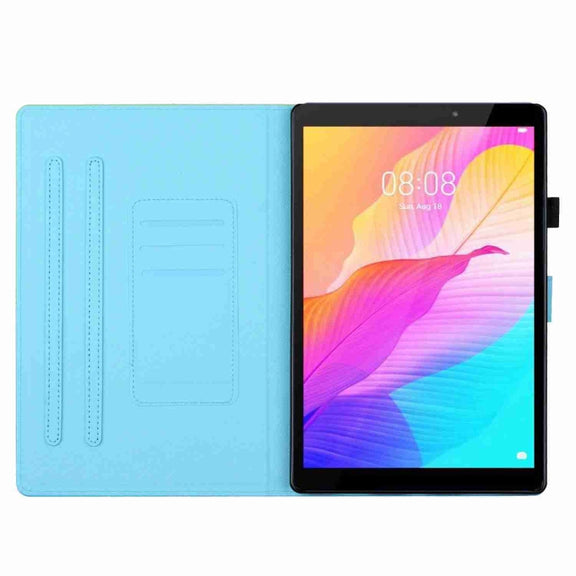 For iPad 11 Pro 2024 / 2020 / Air 4 10.9 Marble Pattern Stitching Smart Leather Tablet Case(Gold Blue)