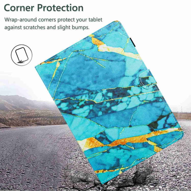 For iPad 11 Pro 2024 / 2020 / Air 4 10.9 Marble Pattern Stitching Smart Leather Tablet Case(Gold Blue)