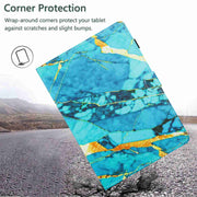 For iPad 11 Pro 2024 / 2020 / Air 4 10.9 Marble Pattern Stitching Smart Leather Tablet Case(Gold Blue)