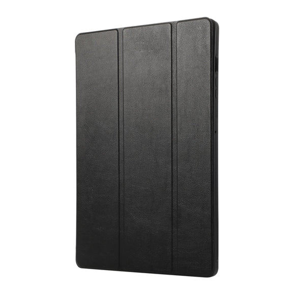 For Samsung Galaxy Tab S9 FE+ 3-Fold Pure Color TPU Leather Tablet Case with Pen Slot(Black)