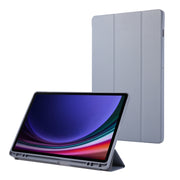 For Samsung Galaxy Tab S9 FE+ 3-Fold Pure Color TPU Leather Tablet Case with Pen Slot(Lavender)