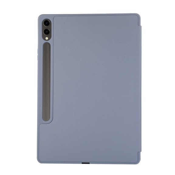 For Samsung Galaxy Tab S9 FE+ 3-Fold Pure Color TPU Leather Tablet Case with Pen Slot(Lavender)