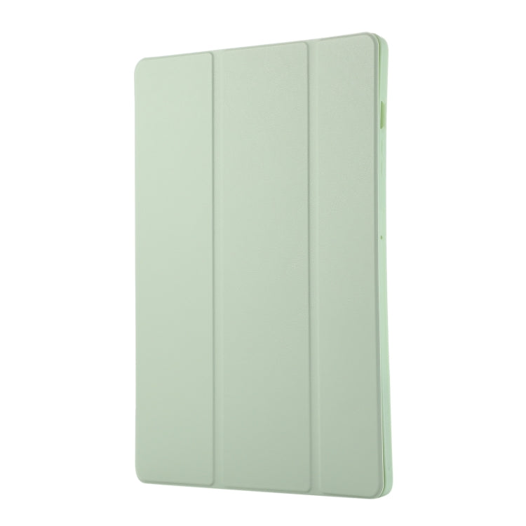 For Samsung Galaxy Tab S9 FE+ 3-Fold Pure Color TPU Leather Tablet Case with Pen Slot(Green)