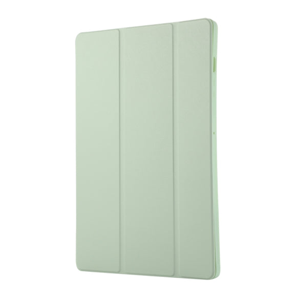 For Samsung Galaxy Tab S9 FE+ 3-Fold Pure Color TPU Leather Tablet Case with Pen Slot(Green)