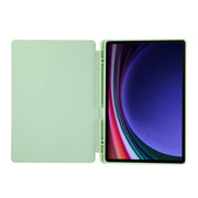 For Samsung Galaxy Tab S9 FE+ 3-Fold Pure Color TPU Leather Tablet Case with Pen Slot(Green)