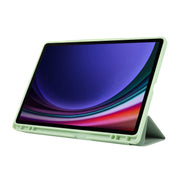 For Samsung Galaxy Tab S9 FE+ 3-Fold Pure Color TPU Leather Tablet Case with Pen Slot(Green)