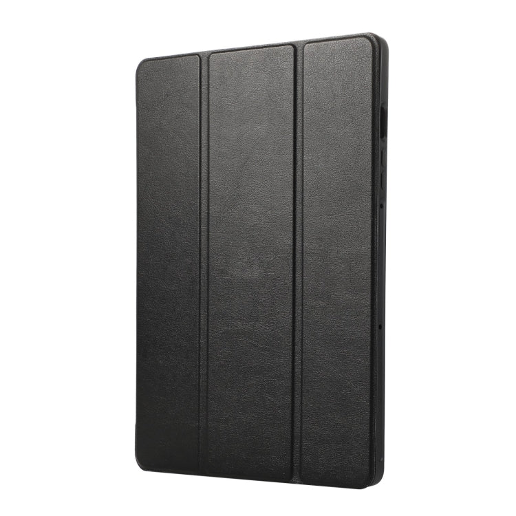 For Samsung Galaxy Tab  S10 FE / S9 FE 3-Fold Pure Color TPU Leather Tablet Case with Pen Slot(Black)