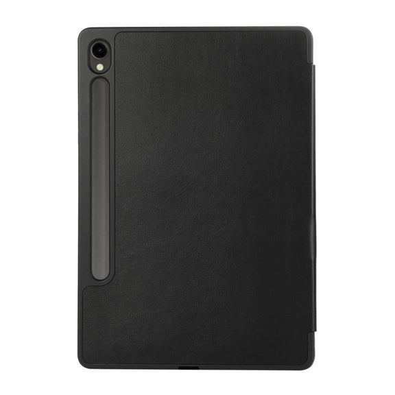 For Samsung Galaxy Tab  S10 FE / S9 FE 3-Fold Pure Color TPU Leather Tablet Case with Pen Slot(Black)