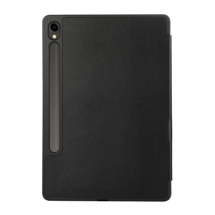 For Samsung Galaxy Tab  S10 FE / S9 FE 3-Fold Pure Color TPU Leather Tablet Case with Pen Slot(Black)