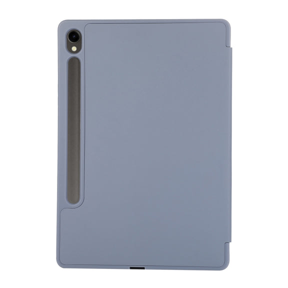 For Samsung Galaxy Tab S9 FE 3-Fold Pure Color TPU Leather Tablet Case with Pen Slot(Lavender)