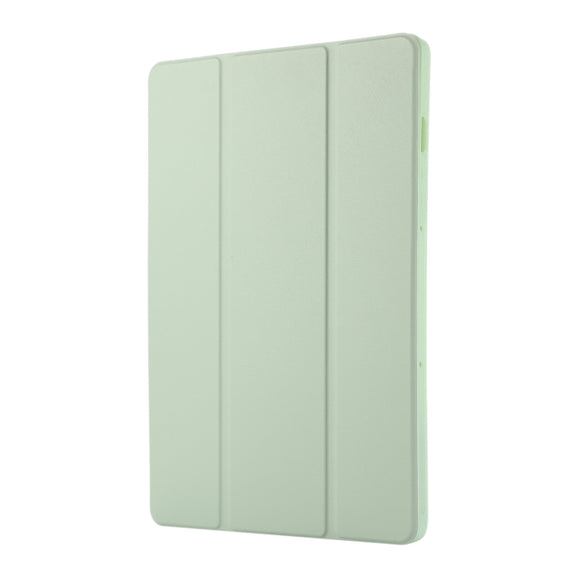 For Samsung Galaxy Tab S9 FE 3-Fold Pure Color TPU Leather Tablet Case with Pen Slot(Green)